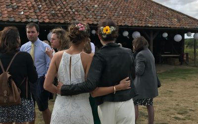 Here come the girls! Outdoor Humanist wedding.